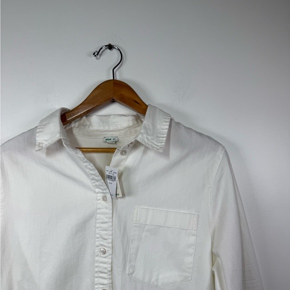 Aerie White Cotton Oversized Raw Hem Button Down Shirt - Picture 3 of 6